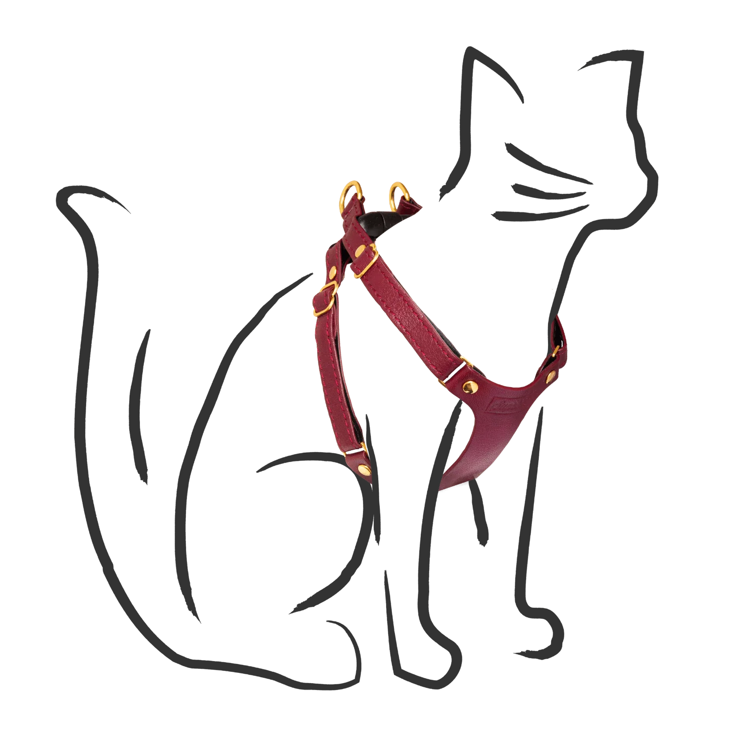 Leather Cat Harness – Burgundy