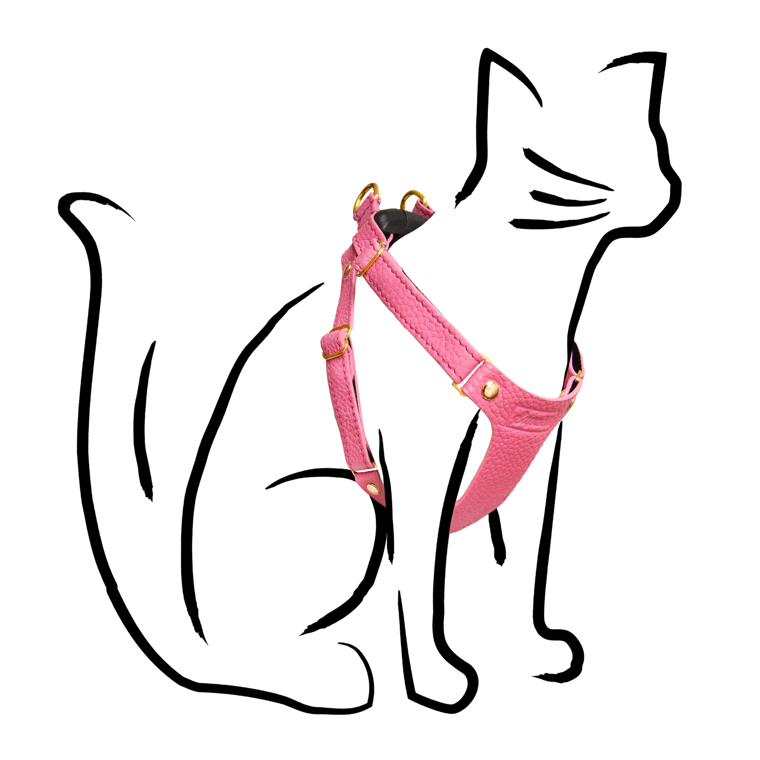 Leather Cat Harness – Rose Pink
